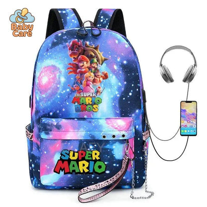 Cartable Mario Princesse Peach - vue de profil