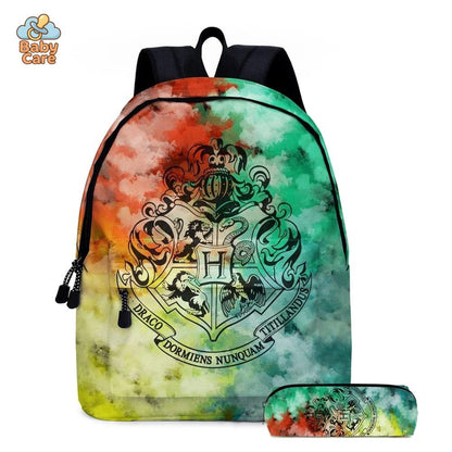 Cartable Harry Potter Coloré avec Trousse - photo lifestyle