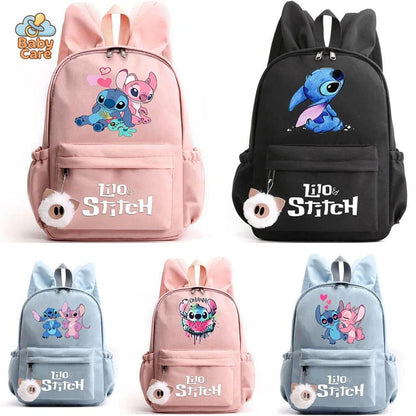 Cartable Stitch avec Porte Clé - vue de profil