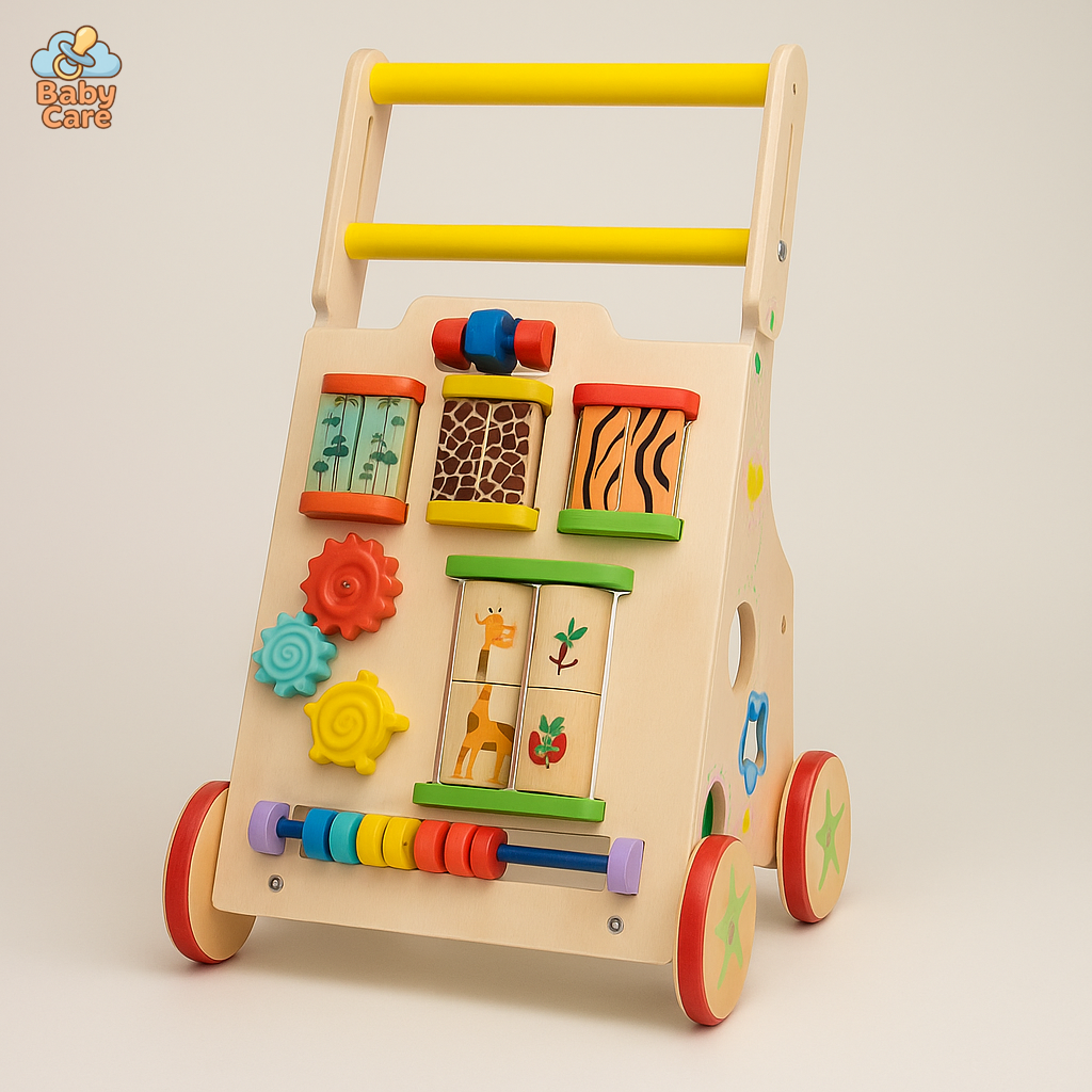 Trotteur en Bois avec Jeux d'Éveil - vue de face