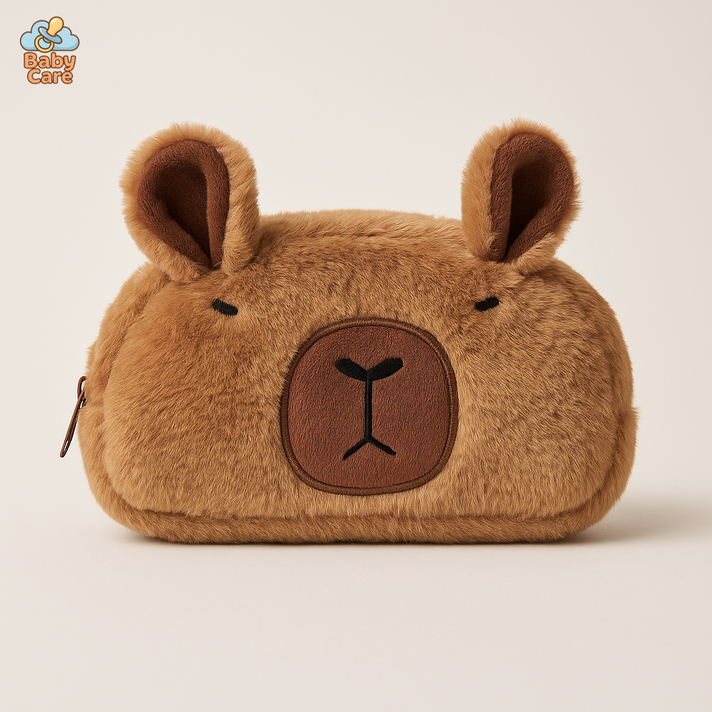 Trousse kawaii capybara en peluche - vue de face