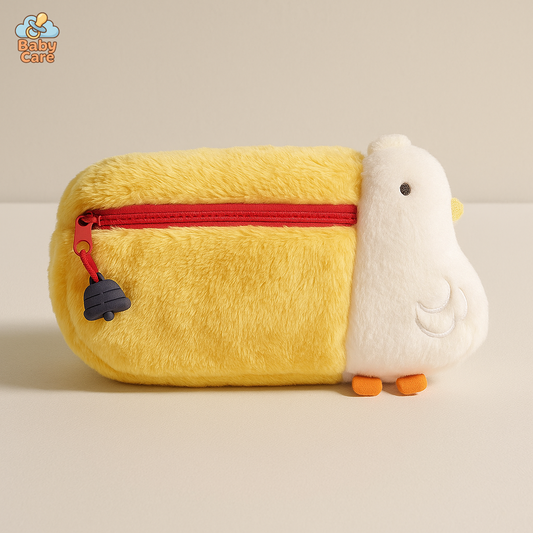 Trousse kawaii pelican en peluche - vue de face